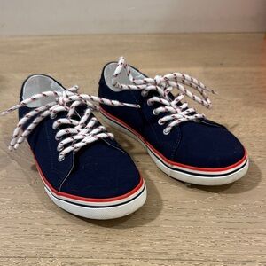 Janie and Jack Navy Blue Sneakers with Red and White Laces size 2k